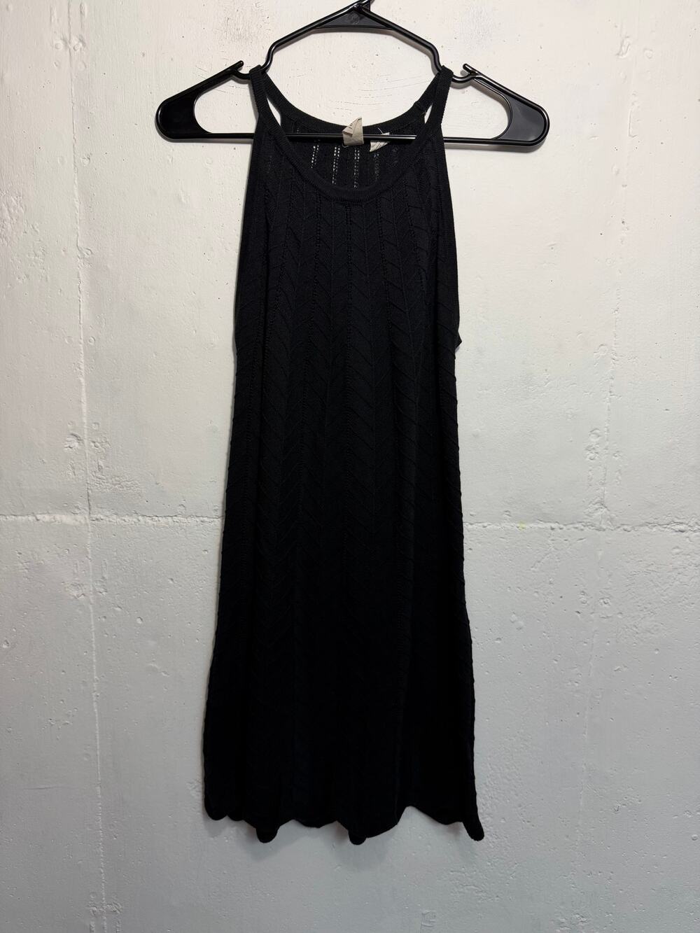 Joie Womens Knit Dress Black Size Medium Sleeveless Knee Length Chevron Pattern